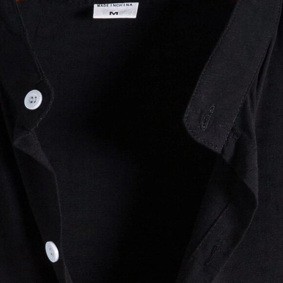 Casual Black Men's Collared Shirt - Picture 6 of 6